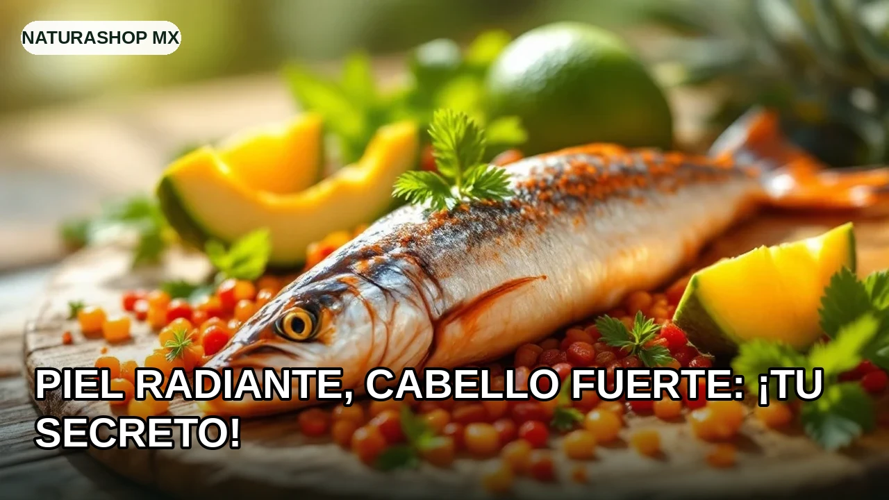 Piel radiante, cabello fuerte: ¡tu secreto! — apoyo natural con Pescado salmón, Bayas de goji, Aguacate, Hojas de espinaca para colágeno para piel y cabello