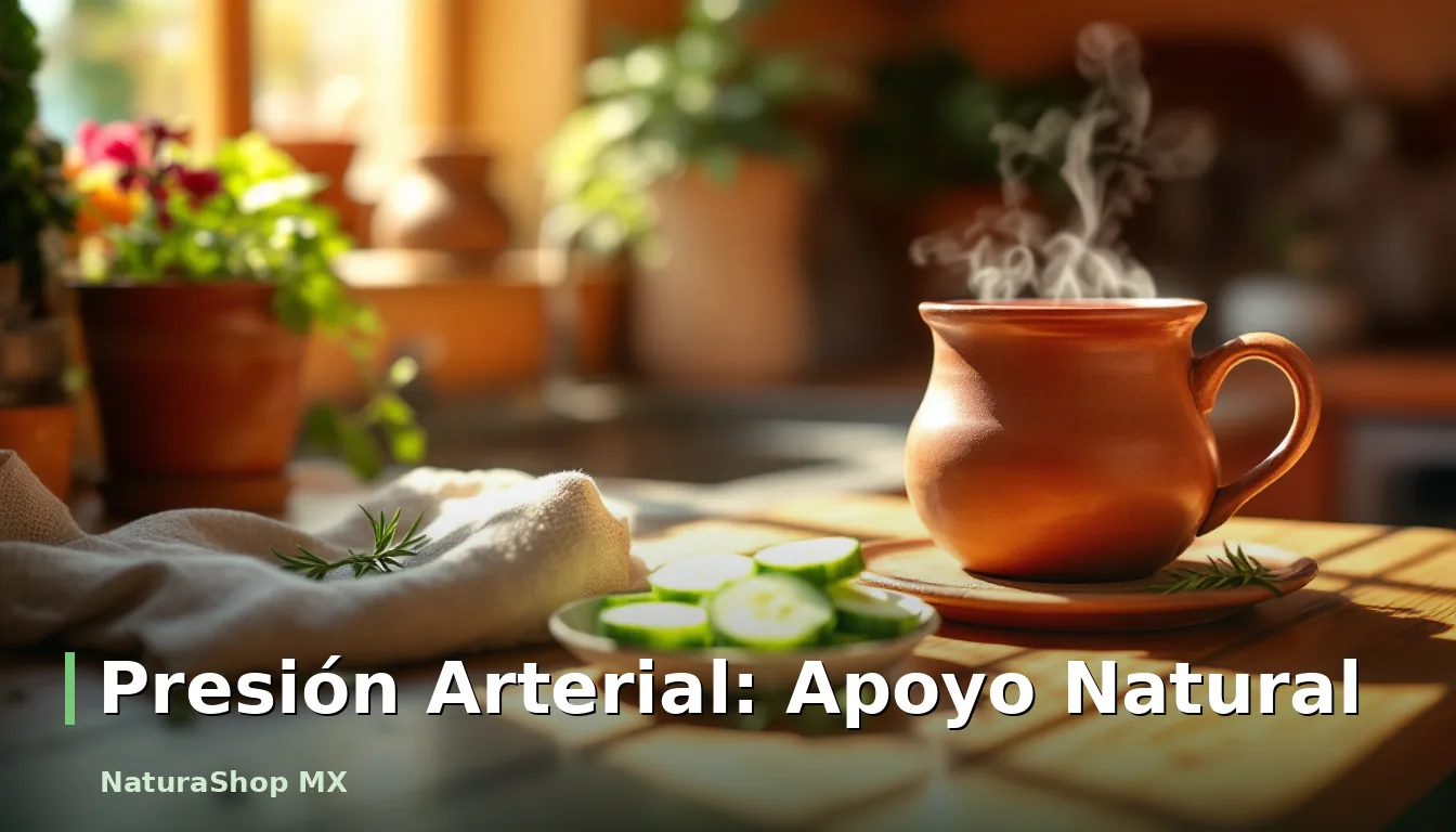 Taza de té de jamaica humeante y rodajas de pepino, ofreciendo apoyo natural para la presión arterial