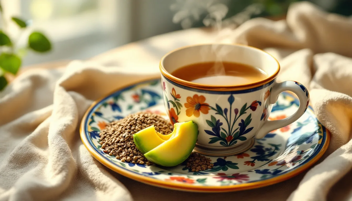 Infusión relajante con linaza y aguacate para un bienestar natural contra el colesterol alto