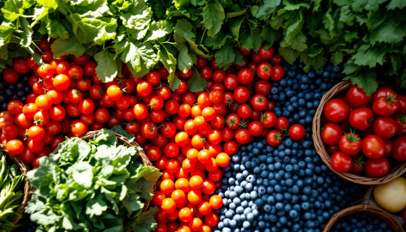 Variedad de frutas y verduras frescas en un mercado mexicano, promoviendo un estilo de vida saludable para la glucosa alta